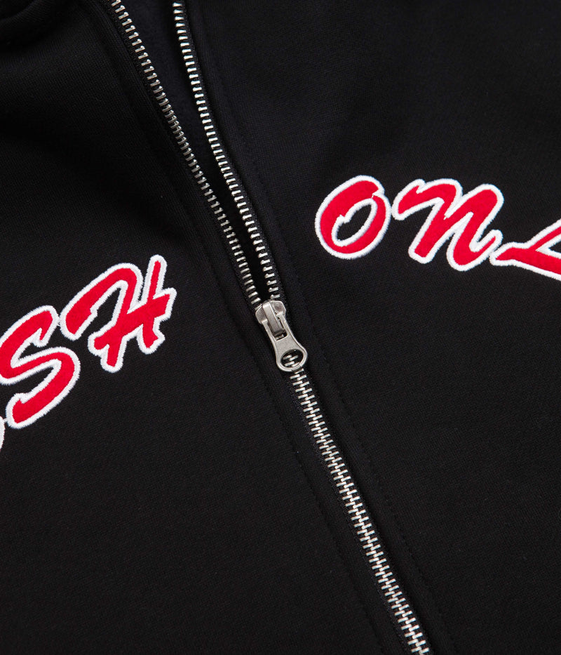 Cash Only Applique Logo Zip Hoodie in Black