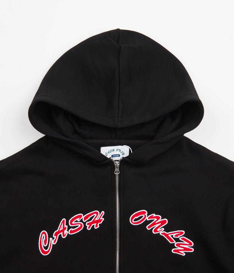Cash Only Applique Logo Zip Hoodie in Black