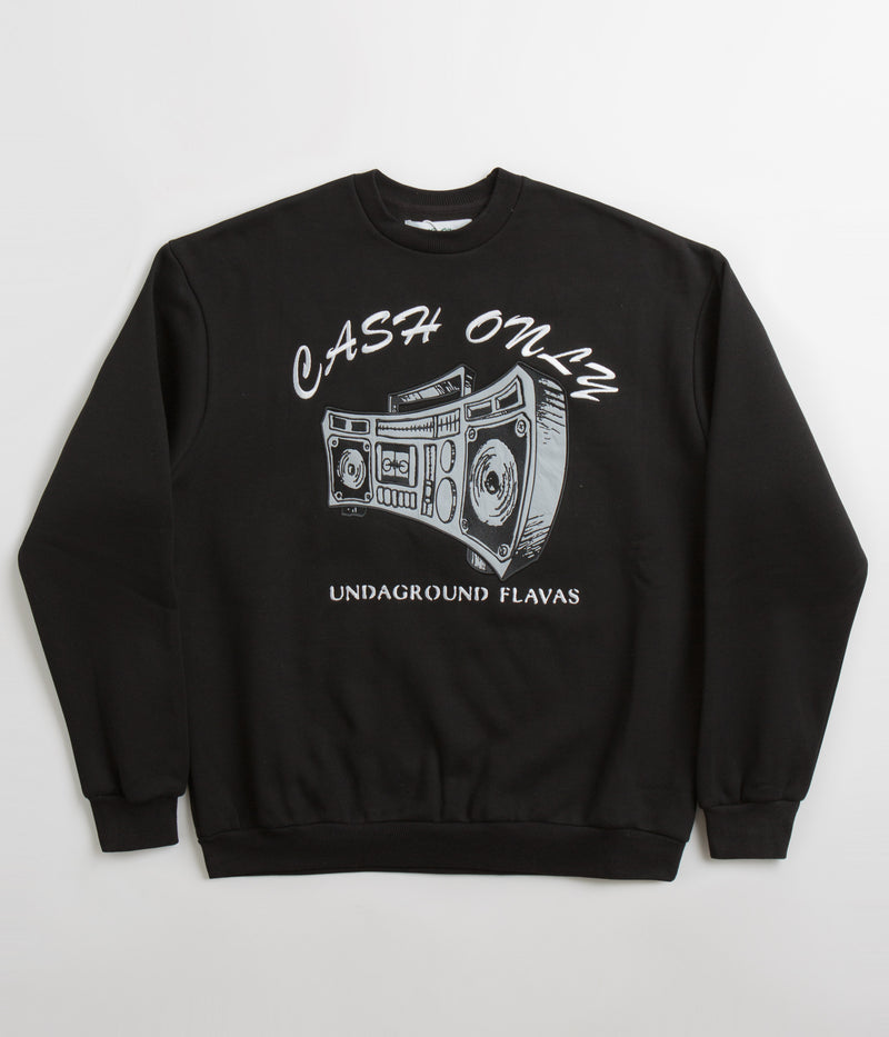 Cash Only Boombox Applique Crewneck Sweatshirt in Black