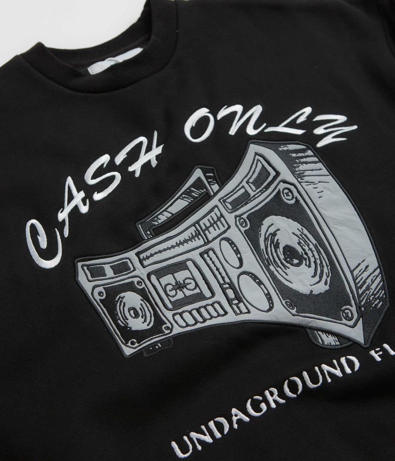 Cash Only Boombox Applique Crewneck Sweatshirt in Black