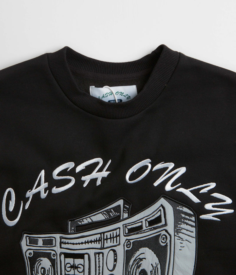 Cash Only Boombox Applique Crewneck Sweatshirt in Black