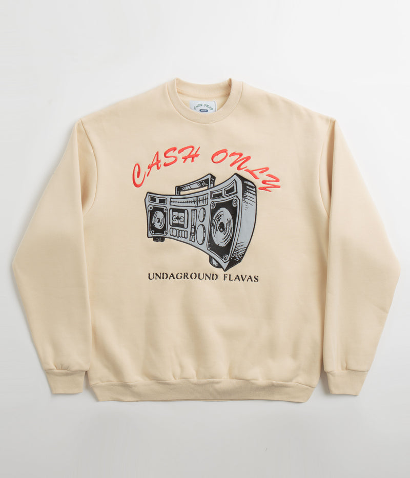 Cash Only Boombox Applique Crewneck Sweatshirt in Cream