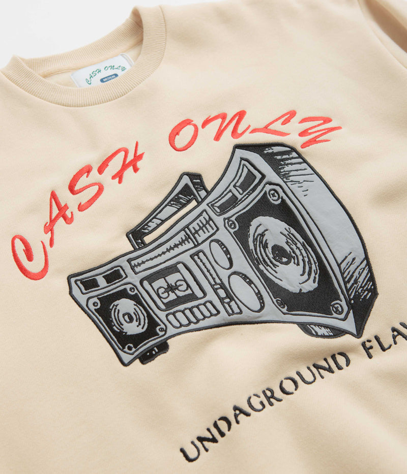 Cash Only Boombox Applique Crewneck Sweatshirt in Cream