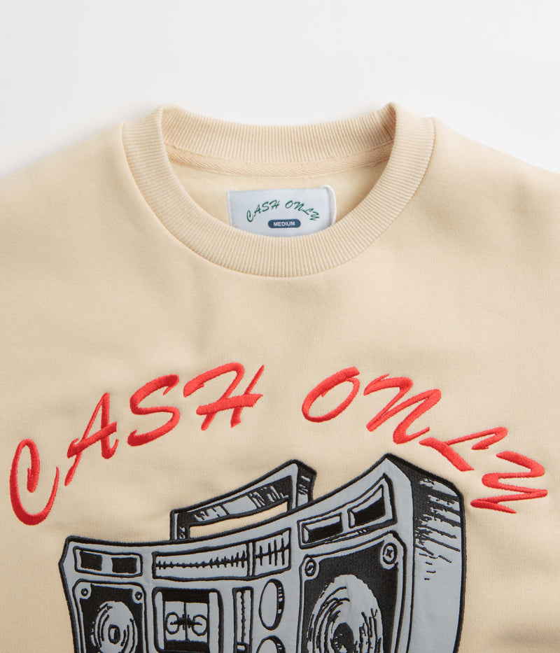 Cash Only Boombox Applique Crewneck Sweatshirt in Cream