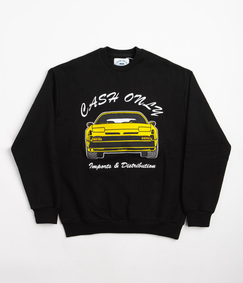 Cash Only Car Embroidered Crewneck Sweatshirt in Black