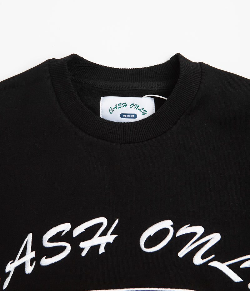 Cash Only Car Embroidered Crewneck Sweatshirt in Black