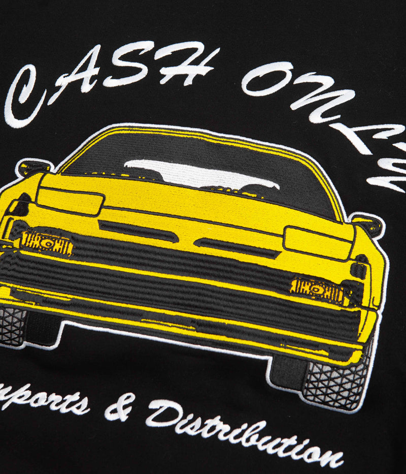 Cash Only Car Embroidered Crewneck Sweatshirt in Black