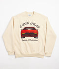Cash Only Car Embroidered Crewneck Sweatshirt in Cream