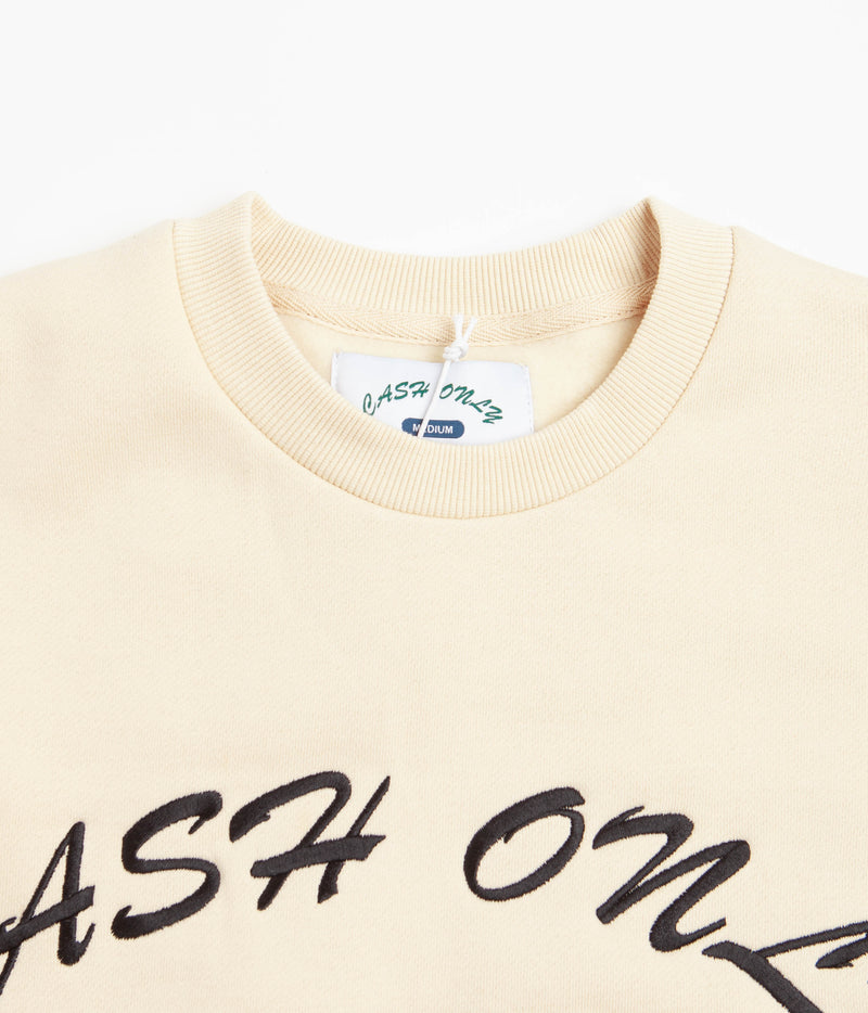 Cash Only Car Embroidered Crewneck Sweatshirt in Cream