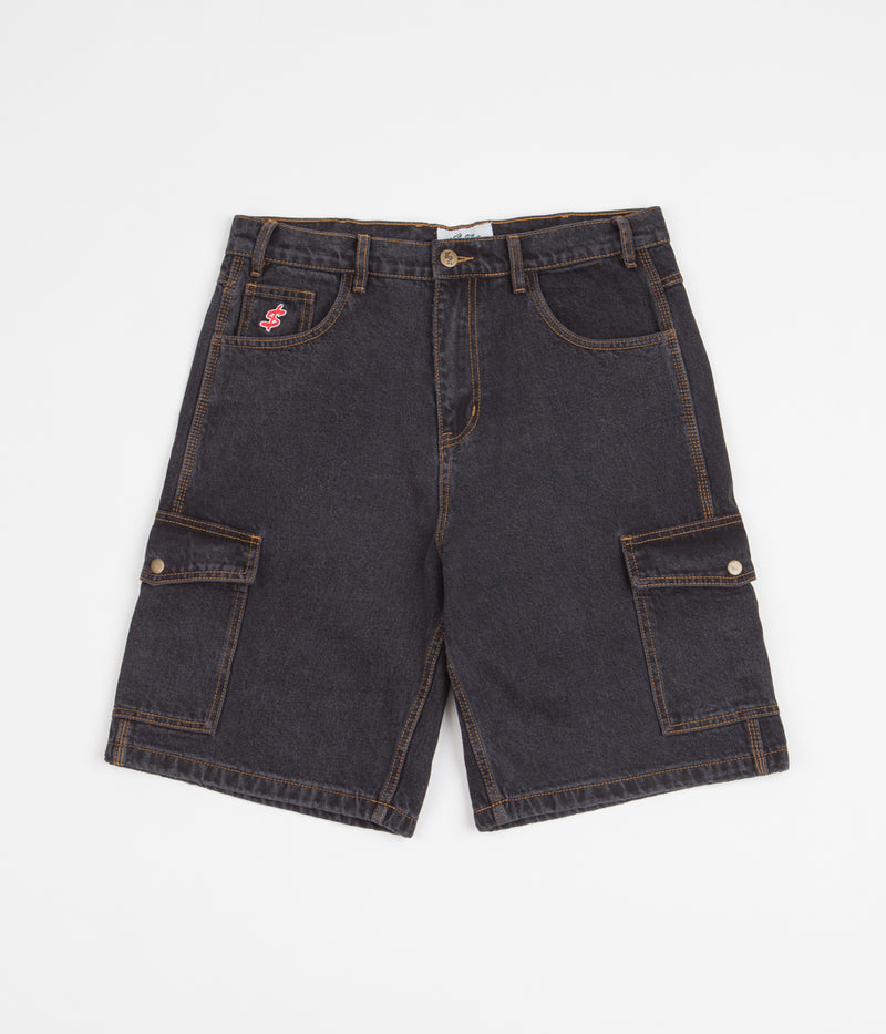 Cash Only Denim Cargo Shorts in Washed Black