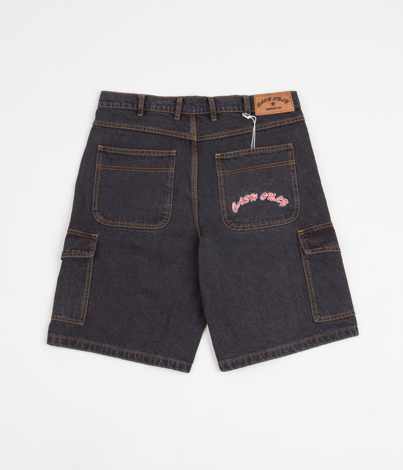 Cash Only Denim Cargo Shorts in Washed Black