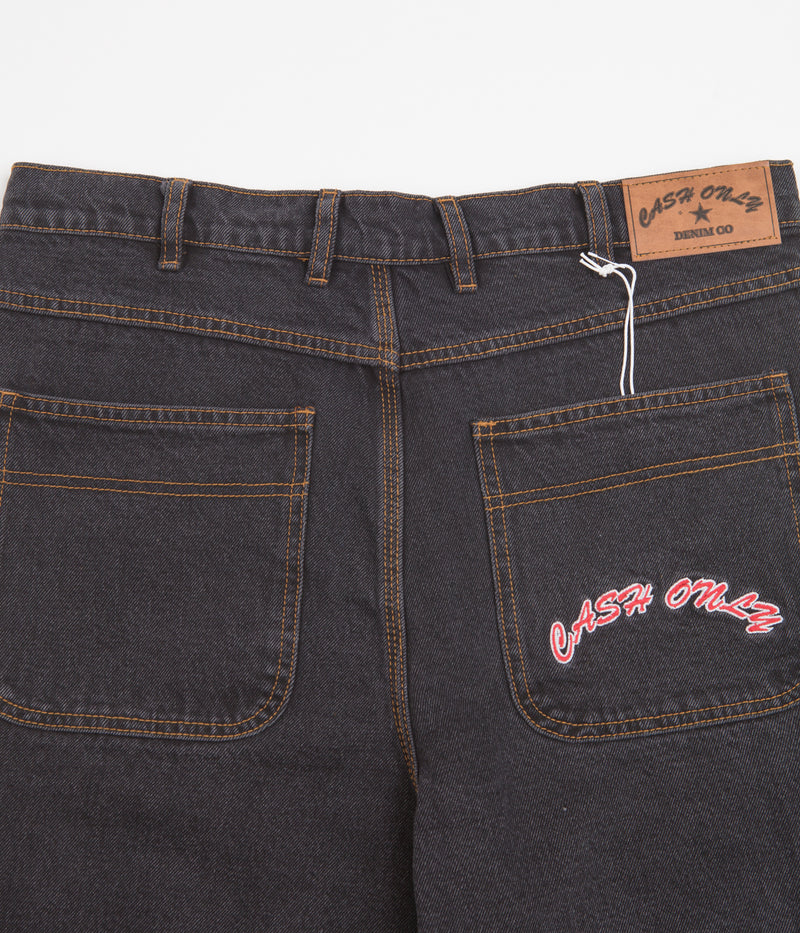 Cash Only Denim Cargo Shorts in Washed Black