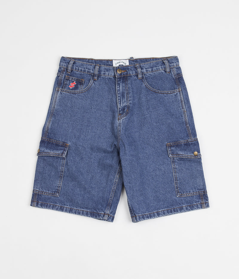 Cash Only Denim Cargo Shorts in Washed Indigo