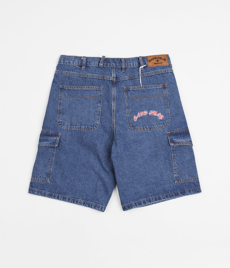 Cash Only Denim Cargo Shorts in Washed Indigo