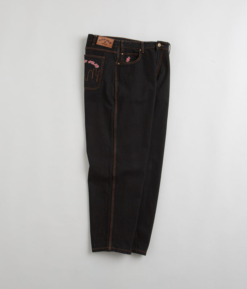 Cash Only Logo Baggy Jeans in Washed Black and Red