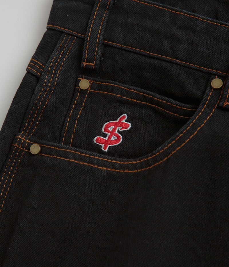 Cash Only Logo Baggy Jeans in Washed Black and Red