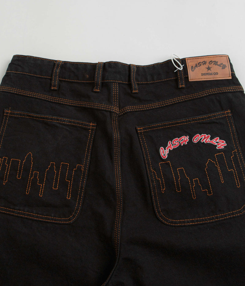 Cash Only Logo Baggy Jeans in Washed Black and Red