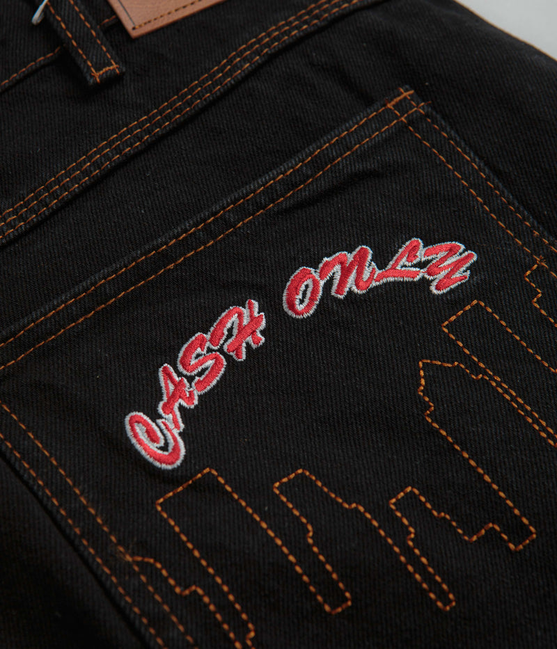 Cash Only Logo Baggy Jeans in Washed Black and Red