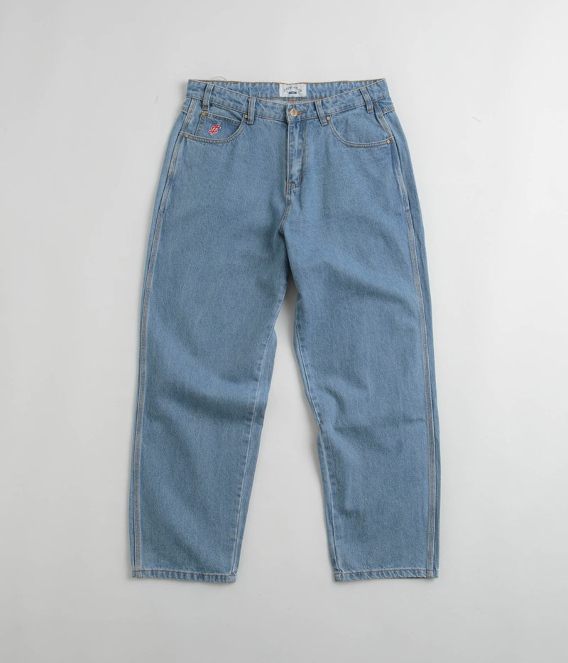 Cash Only Logo Baggy Jeans in Washed Indigo and Red