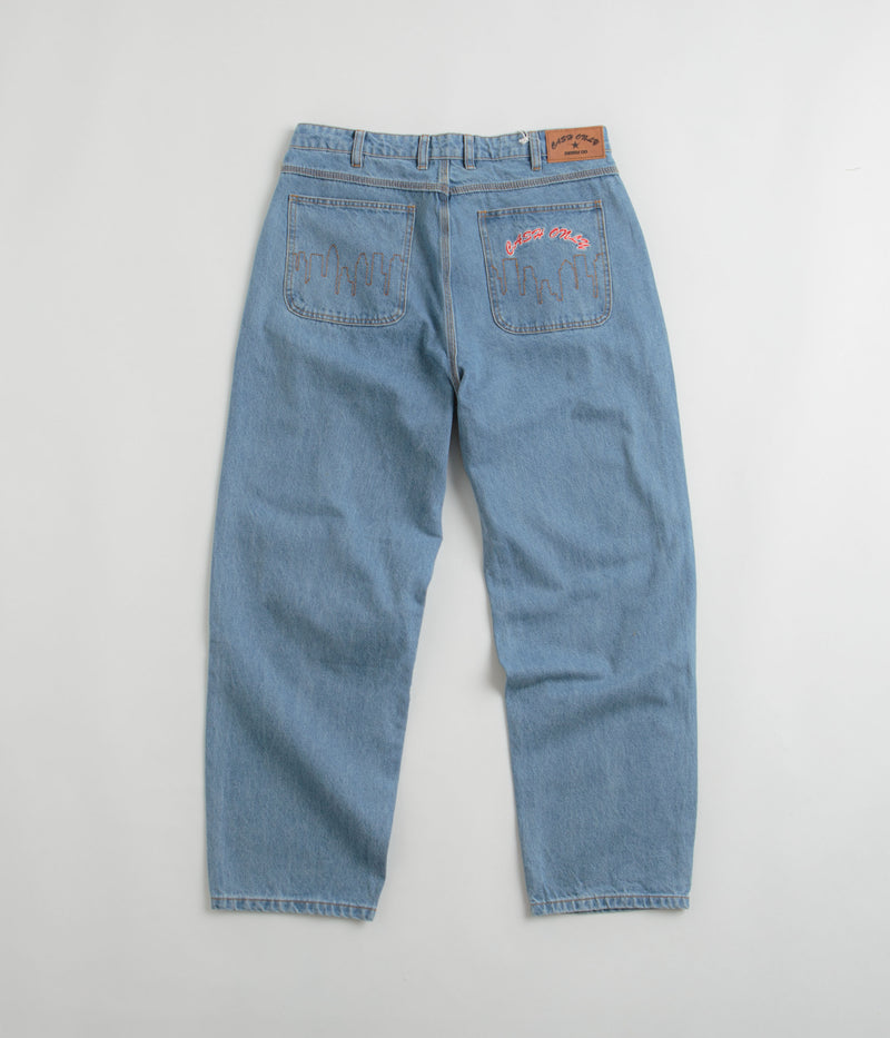 Cash Only Logo Baggy Jeans in Washed Indigo and Red