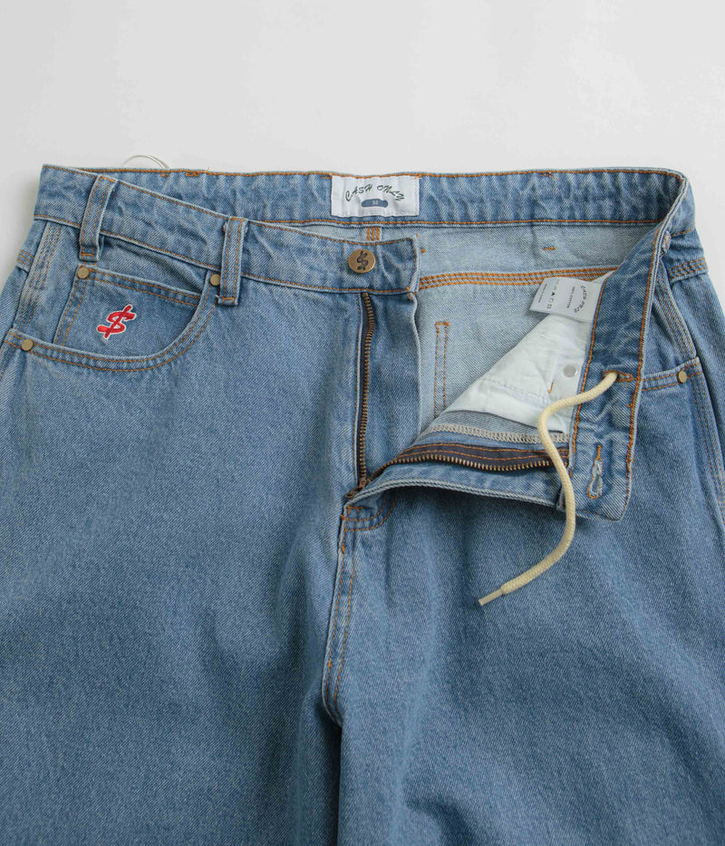 Cash Only Logo Baggy Jeans in Washed Indigo and Red