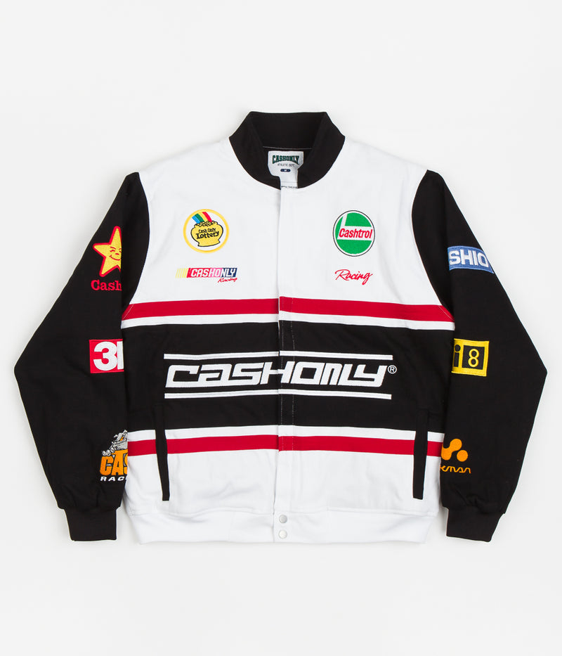 Cash Only Racing Jacket in White and Black