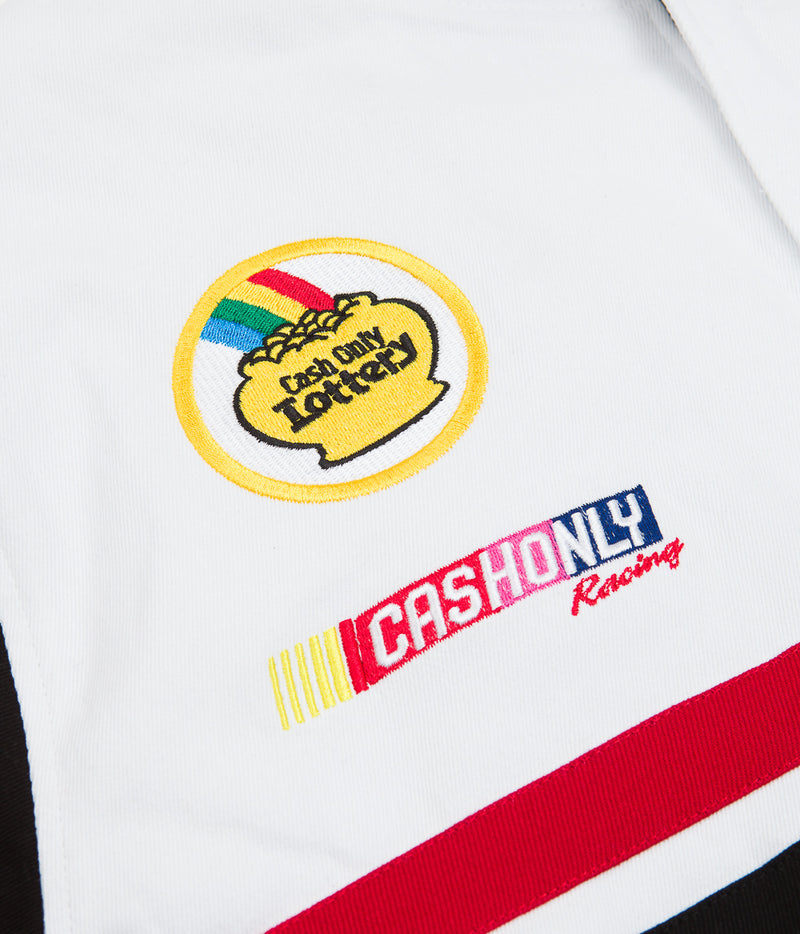 Cash Only Racing Jacket in White and Black