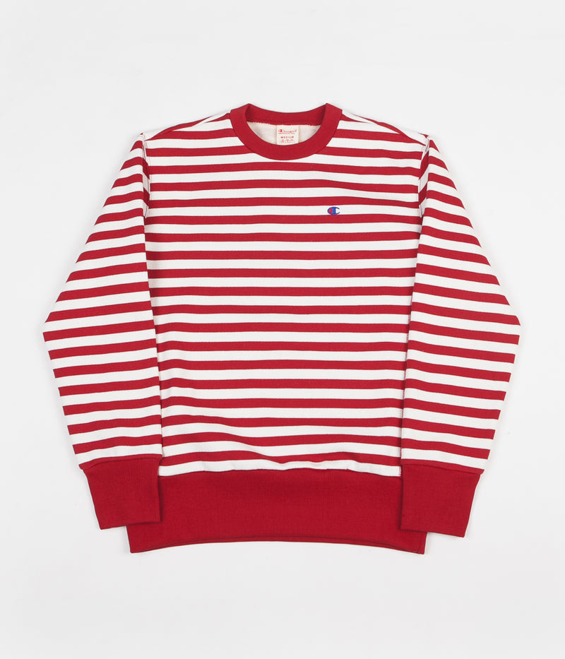 Champion Striped Crewneck Sweatshirt in Red and White