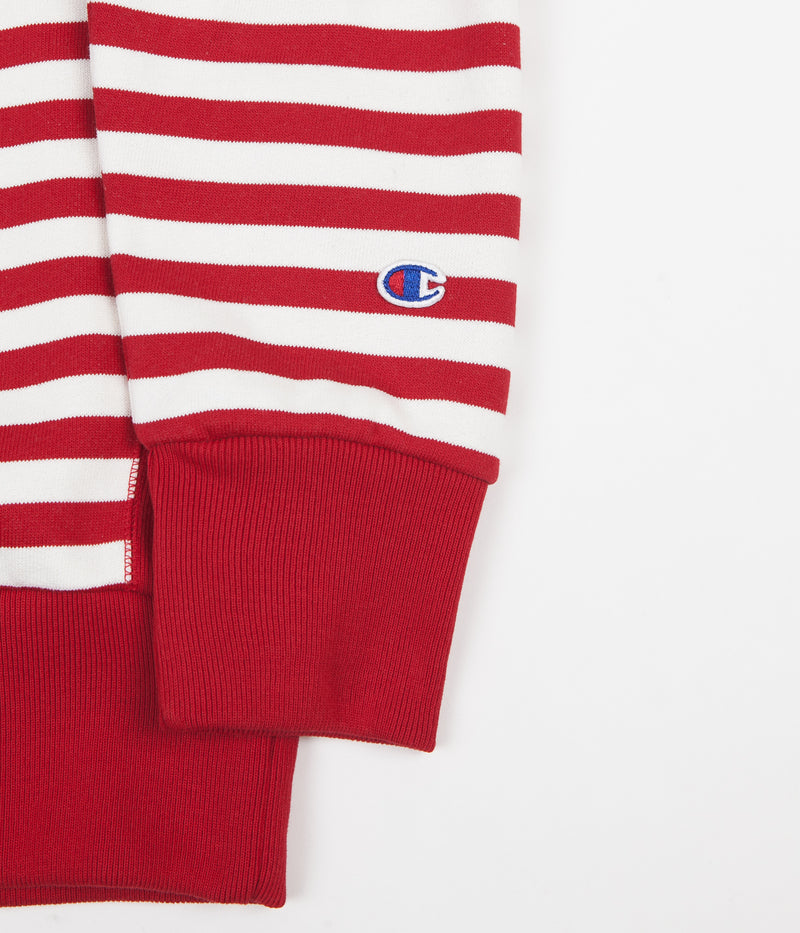 Champion Striped Crewneck Sweatshirt in Red and White