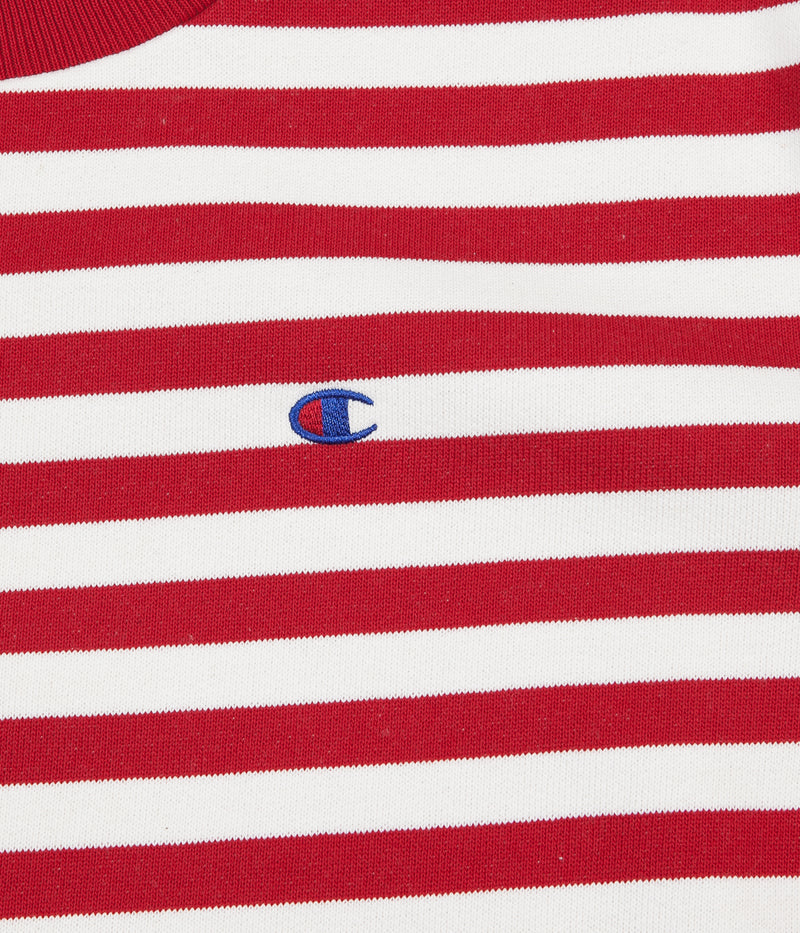 Champion Striped Crewneck Sweatshirt in Red and White