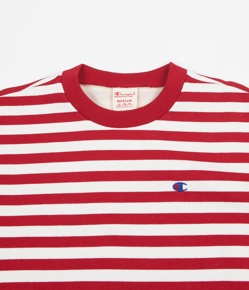 Champion Striped Crewneck Sweatshirt in Red and White