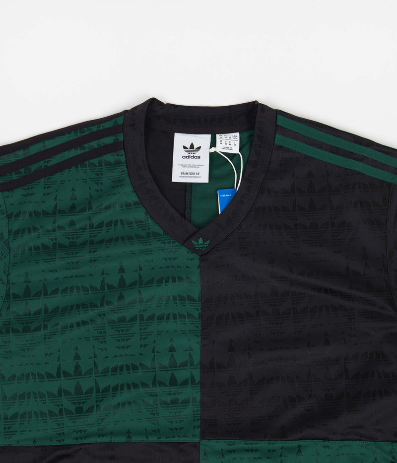 Adidas Checkered Club Long Sleeve Jersey in Collegiate Green and Black