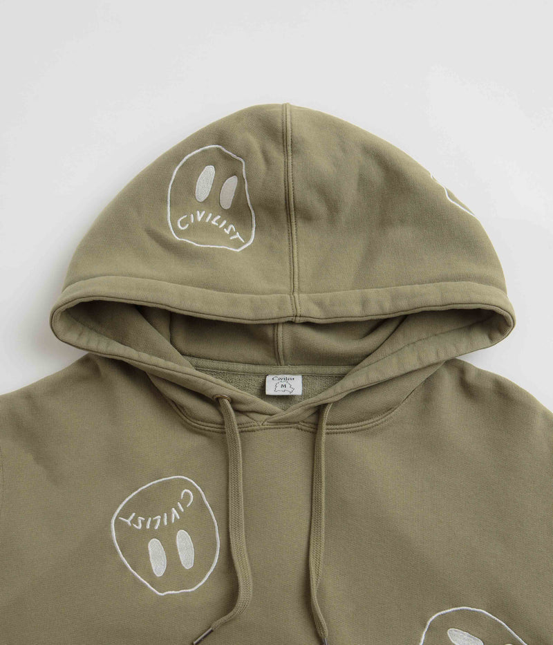 Civilist Allover Smiler Hoodie in Olive