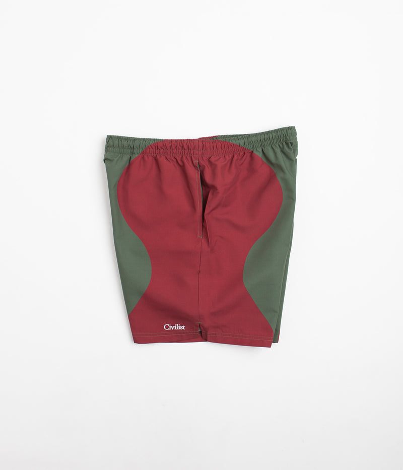 Civilist Butterfly Shorts in Bordeaux and Olive