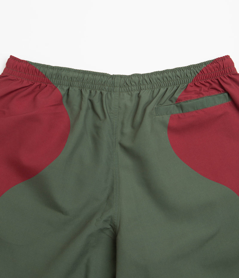 Civilist Butterfly Shorts in Bordeaux and Olive
