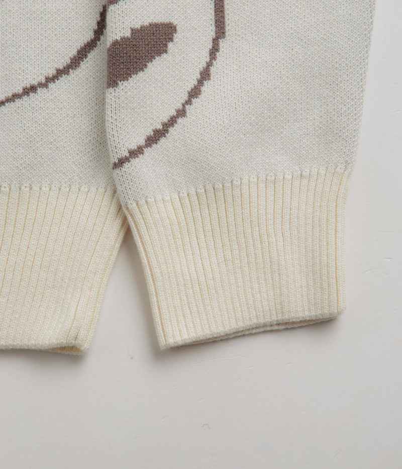 Civilist Smiler Knit Crewneck Sweatshirt in Ecru
