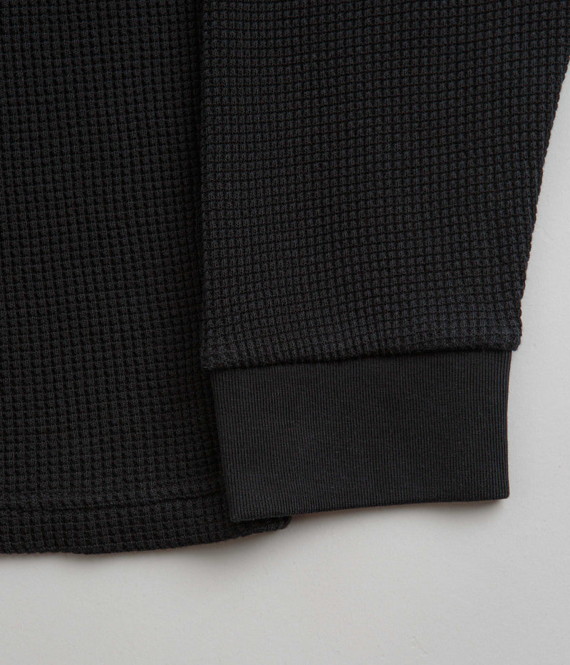 Civilist Thermal Waffle Long Sleeve T-Shirt in Black