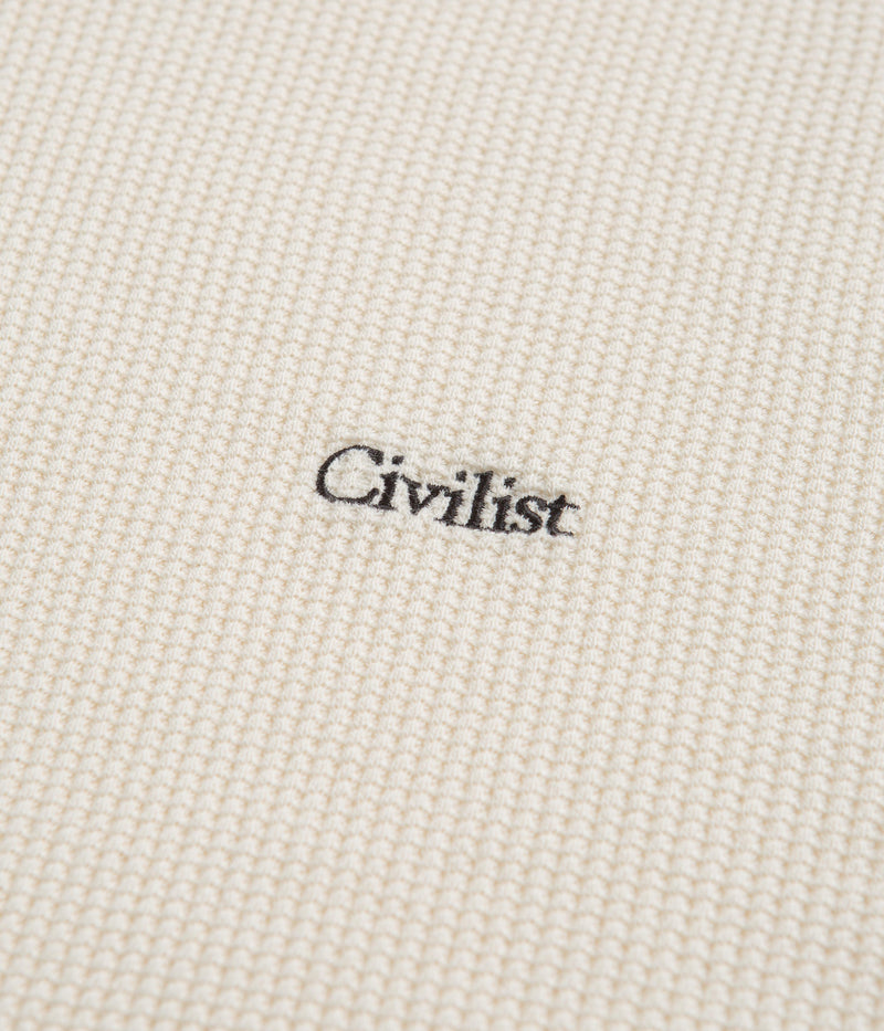 Civilist Thermal Waffle Long Sleeve T-Shirt in Ecru