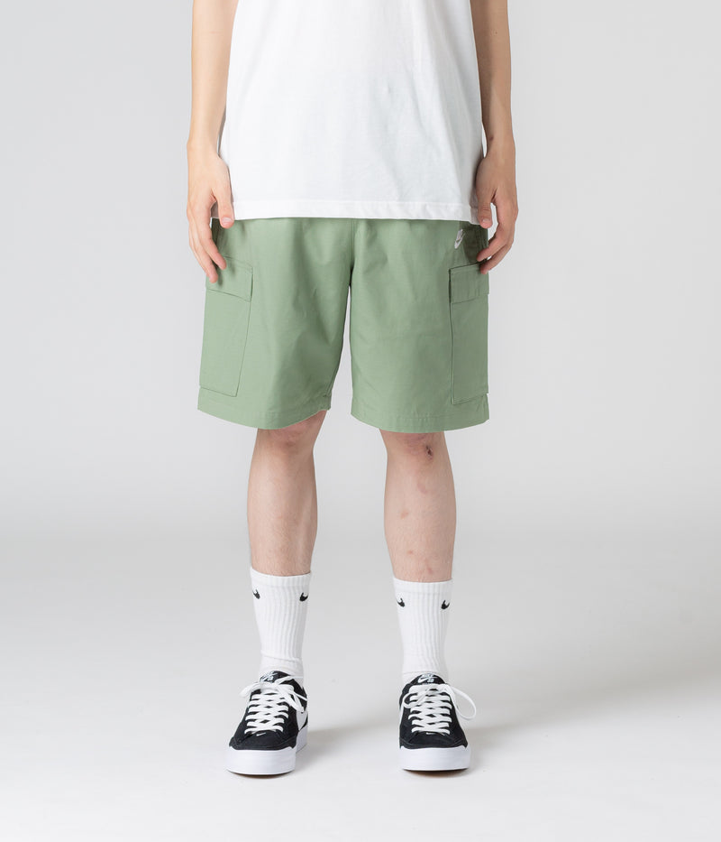 Nike Club Cargo Shorts in Oil Green and White
