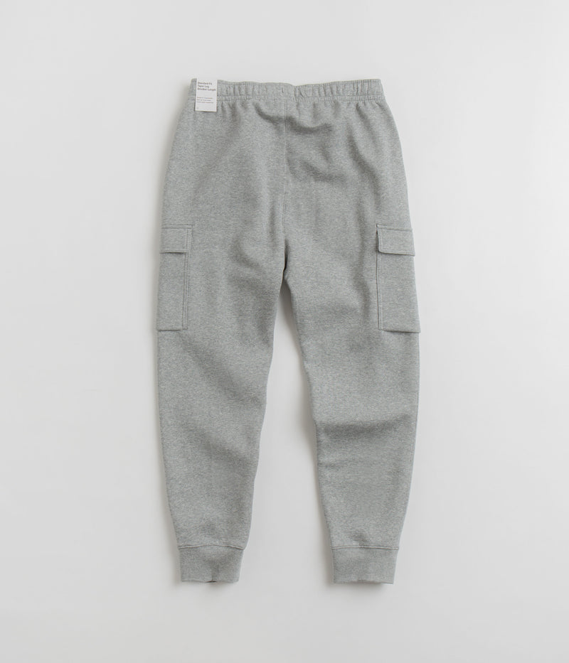 Nike Club Fleece Cargo Joggers in Dark Grey Heather and Matte Silver / White