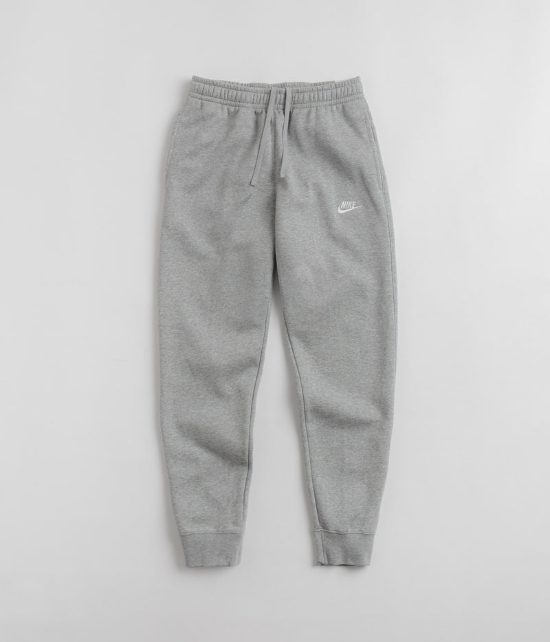 Nike Club Fleece Joggers in Dark Grey Heather and Matte Silver / White