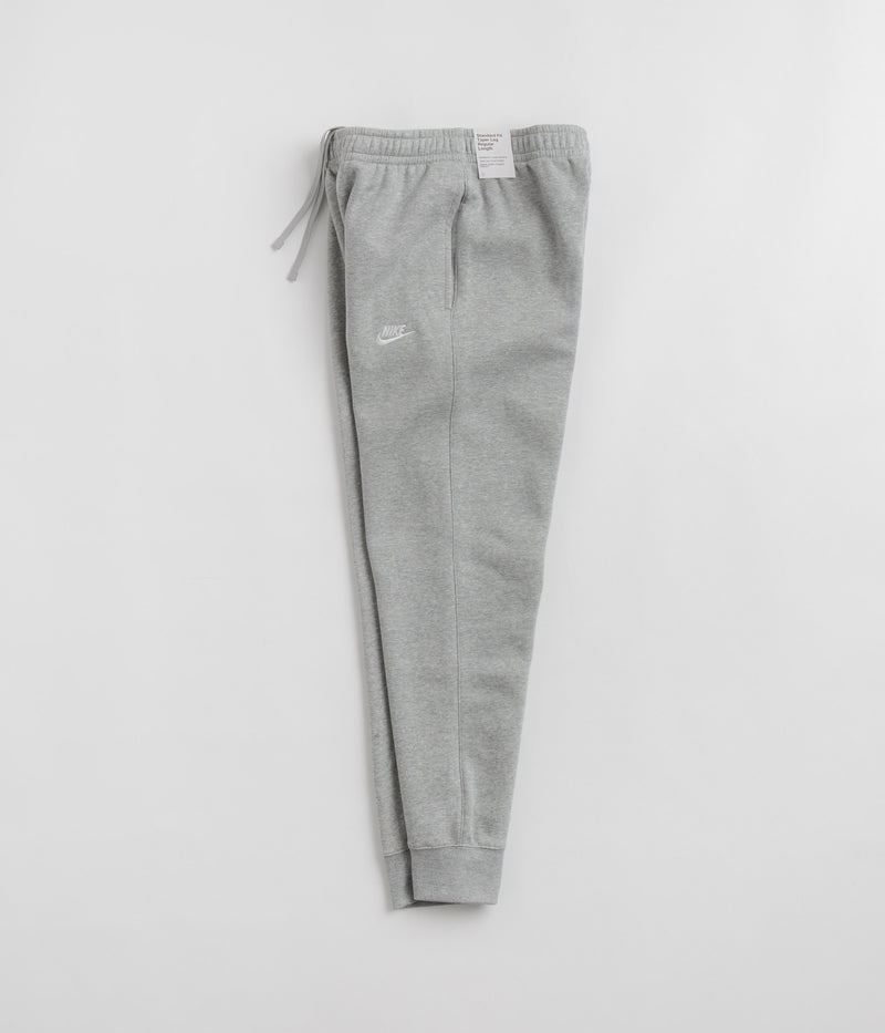 Nike Club Fleece Joggers in Dark Grey Heather and Matte Silver / White