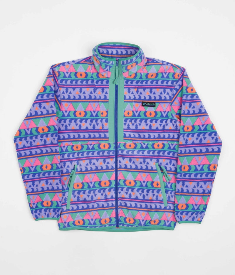 Columbia Back Bowl Lightweight Fleece in Purple Lotus Camp Blanket and Bright Aqua