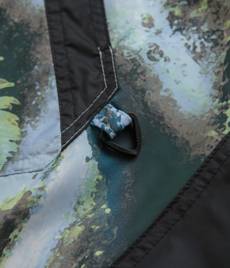 Columbia Challenger Windbreaker Jacket in Napa Green Chasing Falls Print and Black