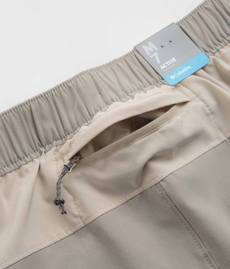 Columbia Hike Color Block Shorts in Flint Grey and Dark Stone