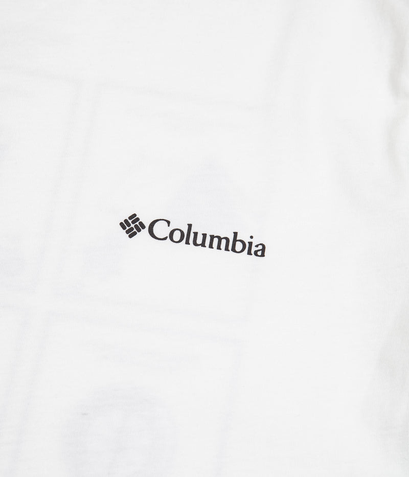 Columbia Rapid Ridge Back Graphic T-Shirt in White and Campsite Icons Graphic