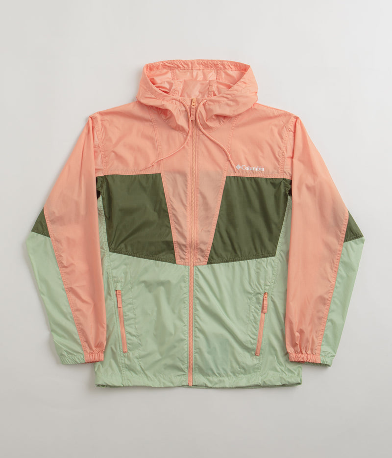 Columbia Trail Traveler Windbreaker Jacket in Sage Leaf and Canteen / Apricot Fizz