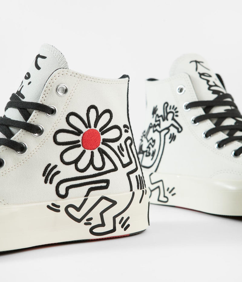 Converse Chuck 70 Hi Keith Haring Shoes in Egret and Black / Red