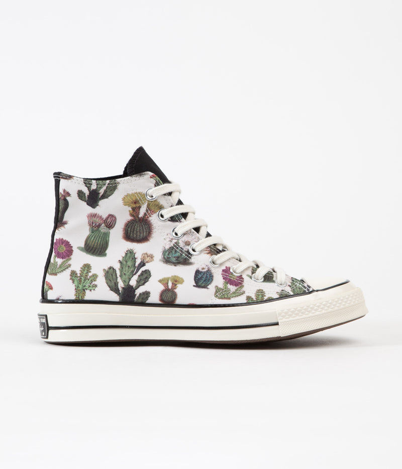 Converse CTAS 70's Hi Succulent Print Shoes in Egret and Black / Egret
