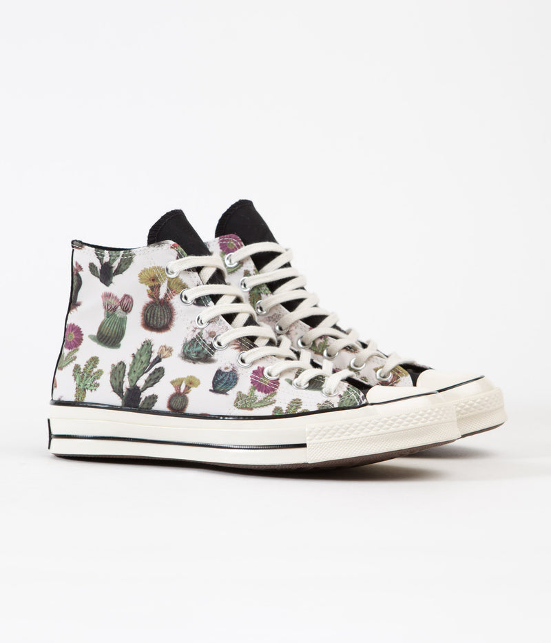 Converse CTAS 70's Hi Succulent Print Shoes in Egret and Black / Egret